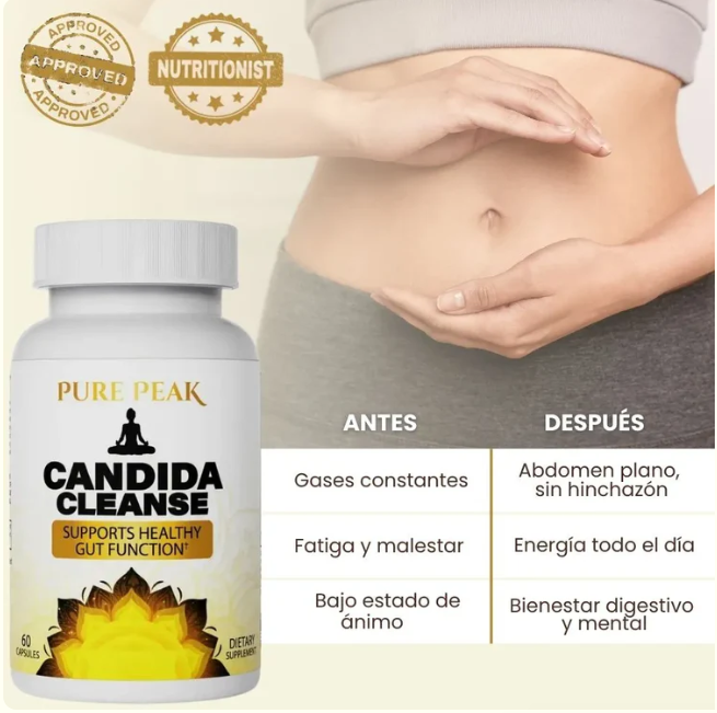 Candida Cleanse® - Elimina el hongo Candida, malestares, hinchazón y fatiga