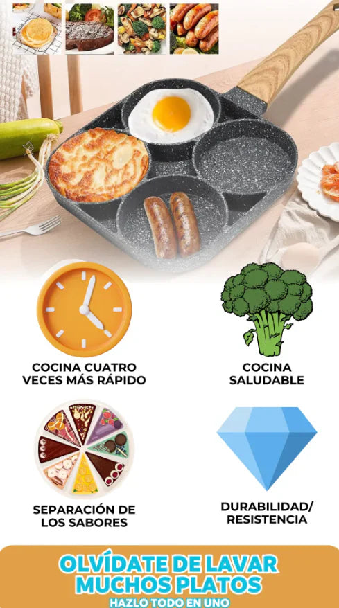Sartén MultiCocina 4 en 1 ⭐⭐⭐⭐⭐ 4 puestos