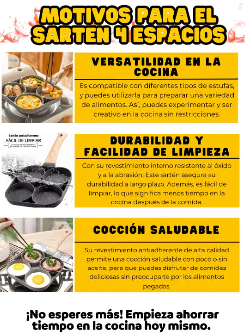 Sartén MultiCocina 4 en 1 ⭐⭐⭐⭐⭐ 4 puestos